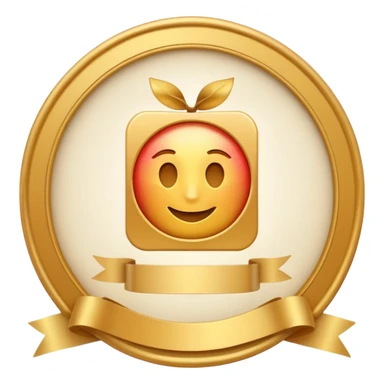 Apple iOS emoji style certificate icon, white document with rounded corners, gold seal and ribbon, soft gradients, glossy 3D emoji look, minimal, clean, centered, transparent background sticker