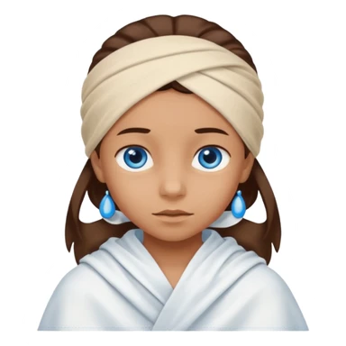 blue eyed desert child cowered with creme cloth sticker