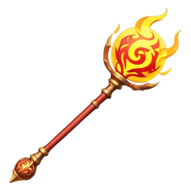 Clash of Clans aesthetic: Cinematic fireball Magic Staff Emoji, rendered in a 3D vector-style similar to standard emojis with minimal shading and bold, simplified shapes. A compact, isometric enchanted staff with intricate runic carvings and a glowing orb at its tip, softly glowing with a mystical arcane charm. Simplified yet unmistakably iconic, highly detailed and consistent, glowing with a soft radiant glow and high shine. Stylized with a touch of legendary sorcery and a soft glowing outline, capturing the essence of a powerful magic staff with a friendly, playful vibe! sticker