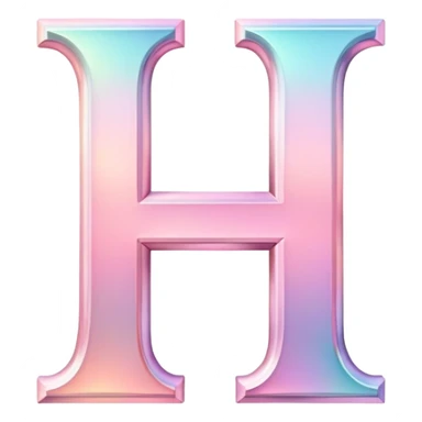 Iridescent pastel pink romantic Font setting icon with letter H sticker