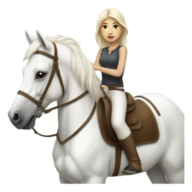 Girl riding white horse sticker