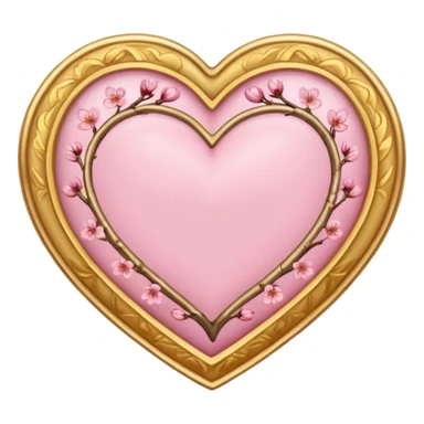 sakura heart with a golden frame sticker