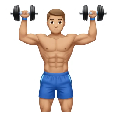 man with blue shorts doing side-lateral raise (T pose) with light dumbbells sticker