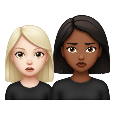 Envy - feeling of discontent at another's advantages or possessions - young plain girl looking angrily at a very pretty black girl  sticker