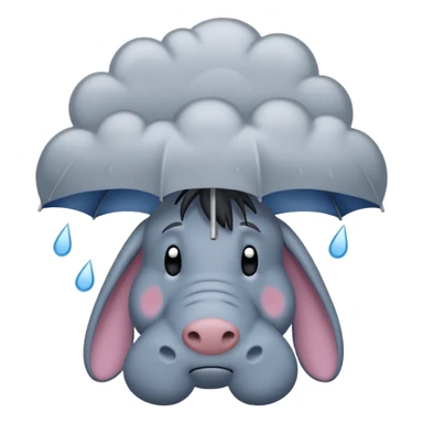 Eeyore under a raining cloud sticker