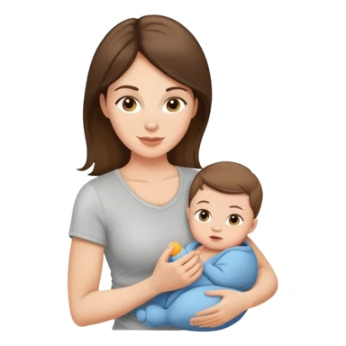 Light brunette fit mom with baby boy sticker