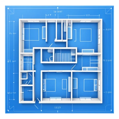 blue blueprint plan with crisp white architectural lines sticker