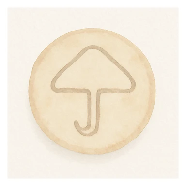 watercolor style dalgona candy with umbrella shape, inspired by Squid Game sticker