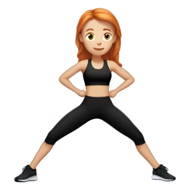 Ginger straight hair girl in black gym fit stretching  sticker