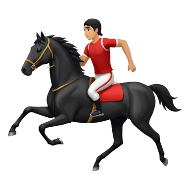 black horse chasing a running man, in realistic simple image style sticker