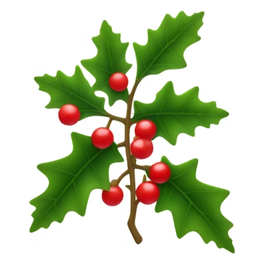 2 holly leaves with red berries underneath  sticker