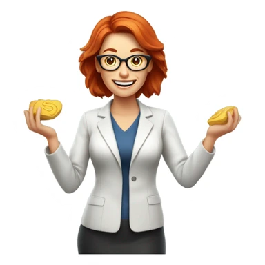 red hair woman nutritionist with glasses wishing money sticker