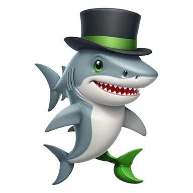 Shark with a top hat and green boots sticker