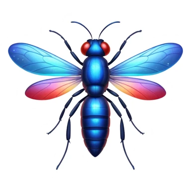 glitter red and blue firefly sticker