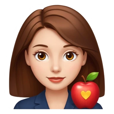 emoji of a beautiful woman with soft facial features, smooth skin, gentle smile, expressive eyes, and shiny hair. Clean lighting, warm tones, elegant and friendly expression, minimalist white background, polished Apple emoji aesthetic sticker