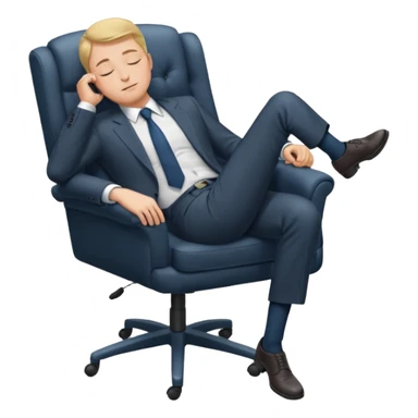 Boss sleeping in a chair with her legs up on the desk sticker