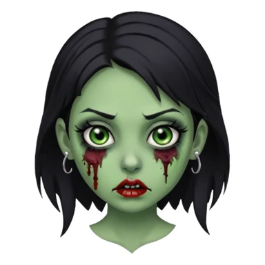 Zombie girl with a nose piercing black hair green skin sticker