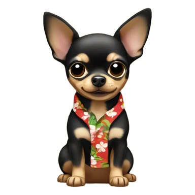 black and tan chihuahua on island with hawaiian shirt sticker