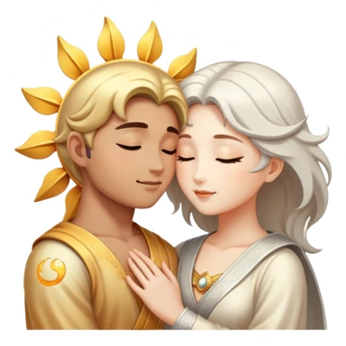 sun and moon embracing lovingly, romantic couple sticker