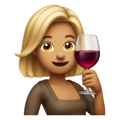 A tipsy ❤️ emoji holding a wine bottle, looking off-balance in a soft, dreamy blur sticker