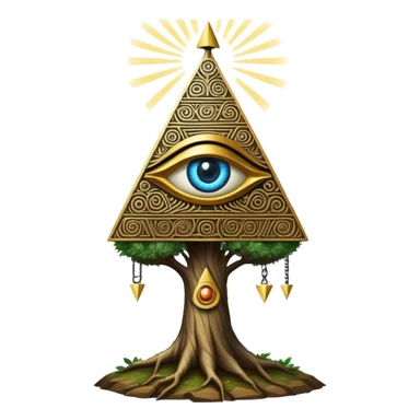 Annunaki tree from Garden of eden, that is actually a ancient tech antenna with illuminati all seeing eye in traingle symbol at the top sticker