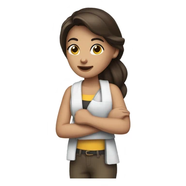 brunette Girl with arm in a sling sticker