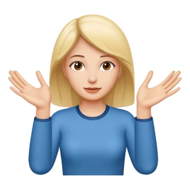 women with her hands out and above one had saying 6 and the other hand 7 sticker