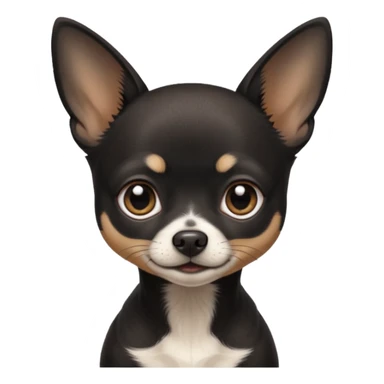 Very Dark black Chihuahua with white markings On the neck In Telegram style sticker