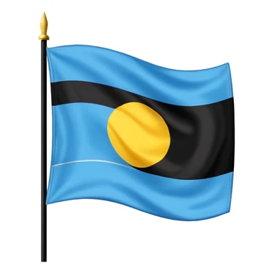 una badera dividida en 2 azul arriba y negro abajo con un sol en el centro y un rayo atravesando el sol de derecha  a izquierda sticker