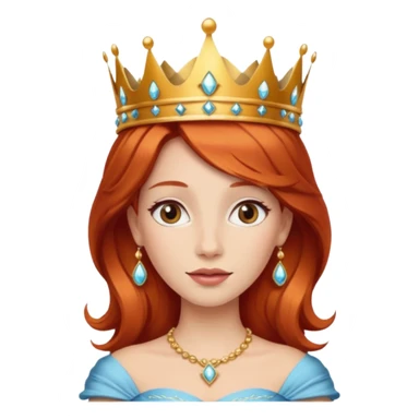 Crea una mujer pelirroja con corona de princesa sticker