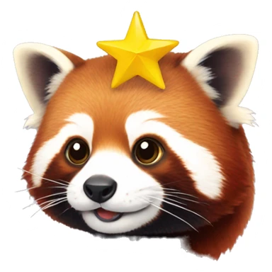 red panda with a yellow star sticker