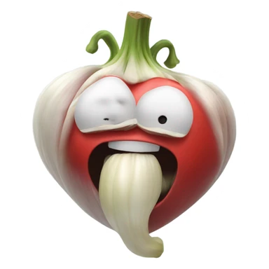 A little heart coughing in a cloud of garlic and onion sticker