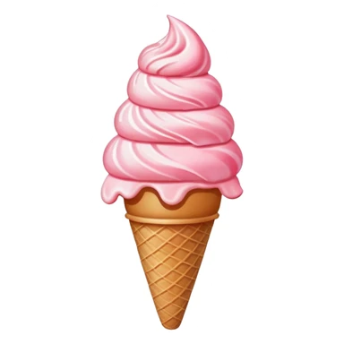 strawberry ice cream cone, pink scoop with strawberry pieces sticker