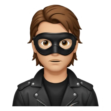 A guy with a brown mullet and a black mask over his mouth and nose sticker