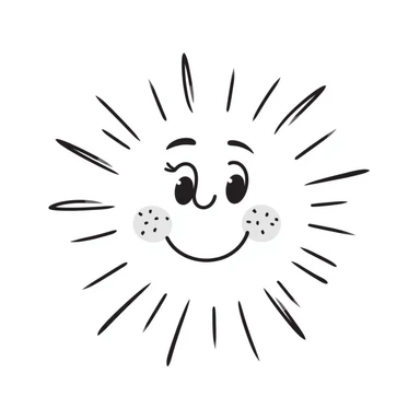 hand drawn doodle sun with decorative elements sticker