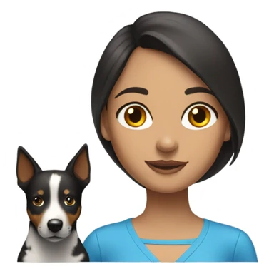 brunette girl with blue heeler sticker