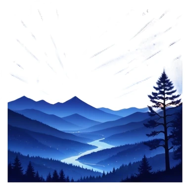 A mesmerizing night sky filled with falling stars, streaking across the dark expanse in bright trails of light. The sky is deep indigo, dotted with distant stars, while the shooting stars create a sense of magic and wonder. The landscape below is tranquil, with silhouettes of trees and mountains, adding to the peaceful, celestial atmosphere. Some of the falling stars are bright and large, while others are smaller, creating a dynamic, sparkling effect in the night sticker