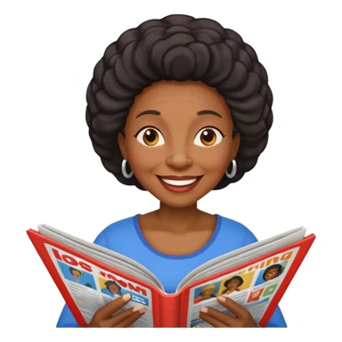 old black woman read magazine sticker