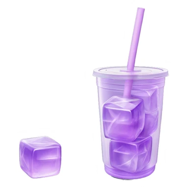 Realistic plastic cup and lid with Transluscent Light purple soda and large ice cubes inside and one straw through the top of the lid. sticker