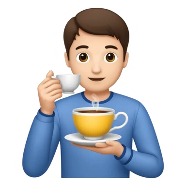 man holding teacup sticker