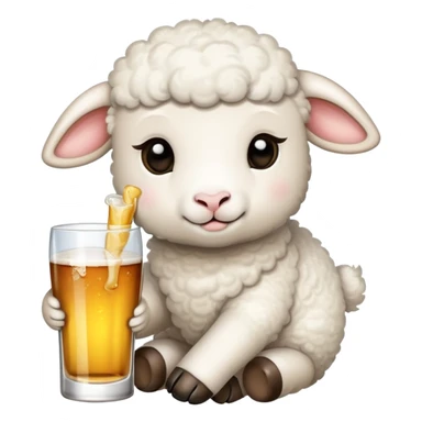 little lamb drinking alcohol  sticker