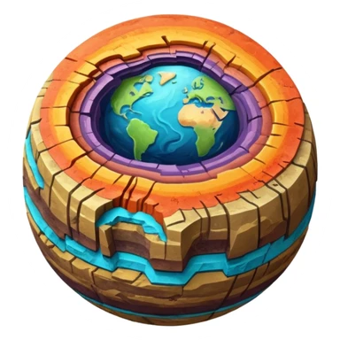 Planet separated into layers sticker