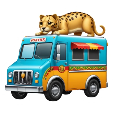 A taco truck that has a panther on it
 sticker