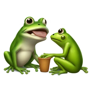 A frog with a dog trying to eat the frog sticker