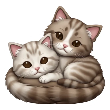 I'd like to get an emoji with 2 ragdoll kittens, looking cute and fun while they sleep, one dark brown and another silver tabby. sticker