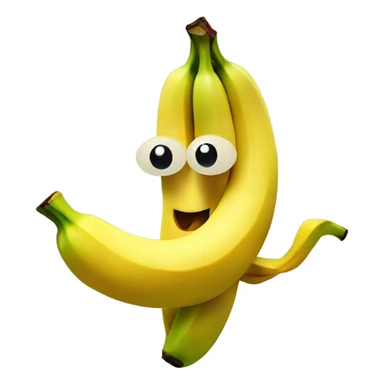 Two headed banana holding an apple sticker