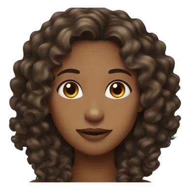 pretty brown woman with long curly dark brown hair and blushing sticker