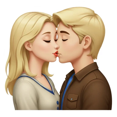Girl with blonde-brunet hair kiss boy sticker