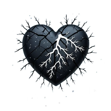 emo heart with night sky and falling snow sticker