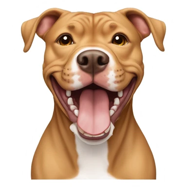 light brown american pitbull terrier, smiling, without white spot sticker